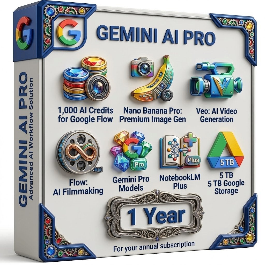 Geminii  AI Pro + Veo 3 + Flow + 5 TB Google Drive, Computers en Software, Ophalen, Nieuw, Android