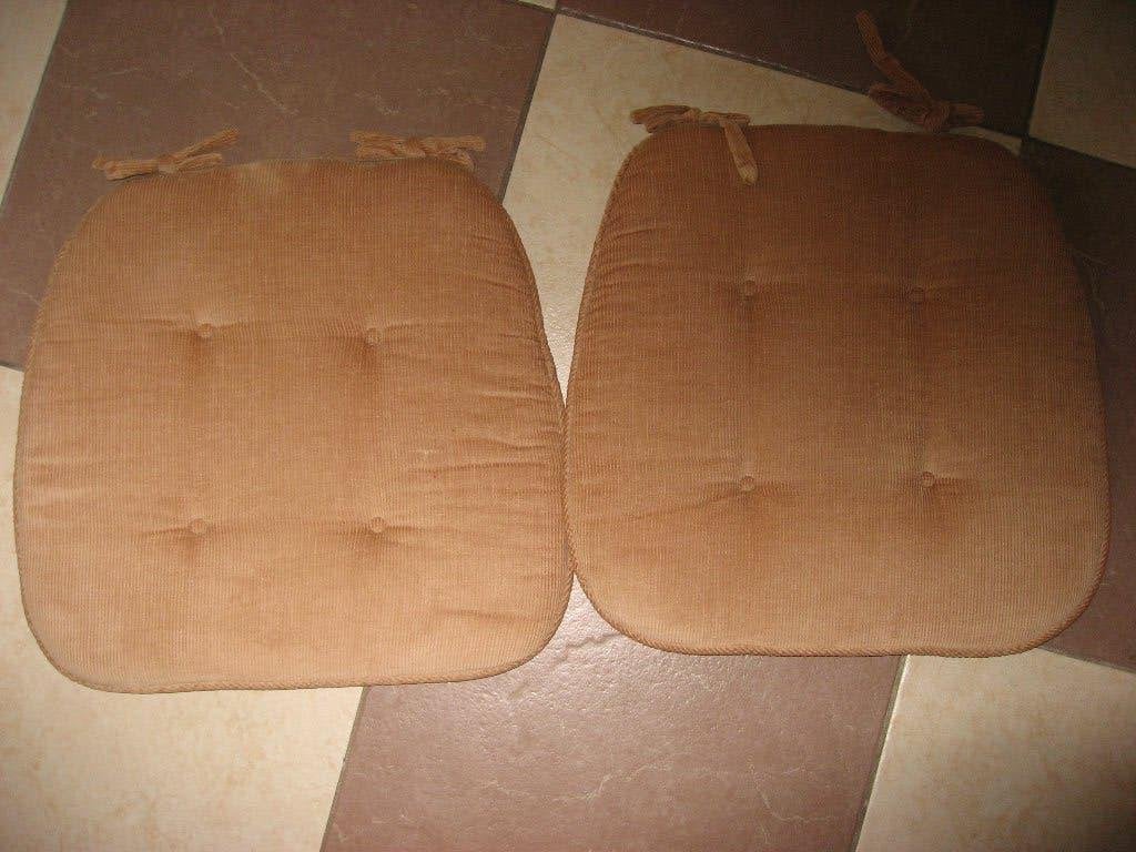 2  zandkleur rib stoel zitting kussens, Verzenden, Zo goed als nieuw, Bruin, Vierkant