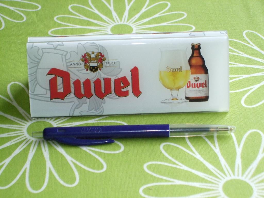 Duvel menukaart houder (14x 5 cm), Ophalen of Verzenden, Zo goed als nieuw, Overige typen, Duvel