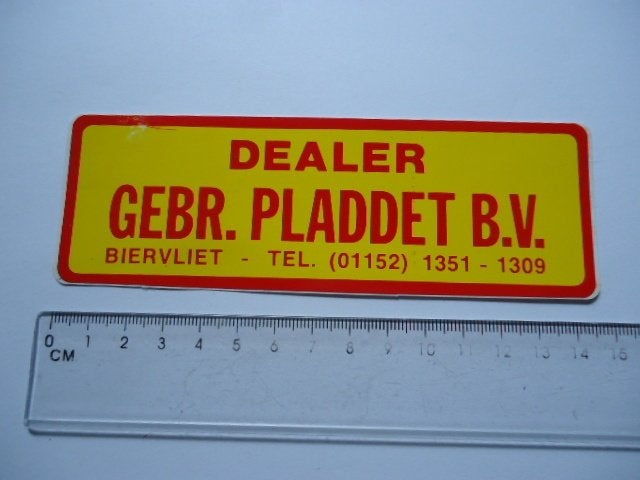 sticker oud Biervliet Pladdet crown hyster dealer machine, Ophalen of Verzenden, Zo goed als nieuw, Bedrijf of Vereniging