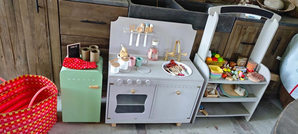 Complete speelkeuken, marktkraam & koelkasr met van alles, Ophalen, Gebruikt