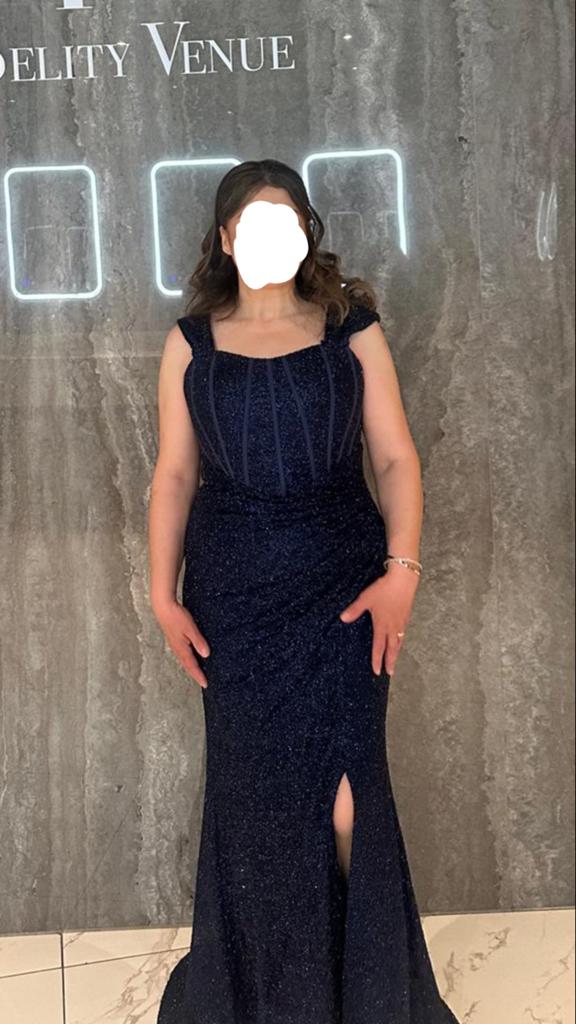 Avondjurk abiye, Ophalen of Verzenden, Zo goed als nieuw, Blauw, Galajurk
