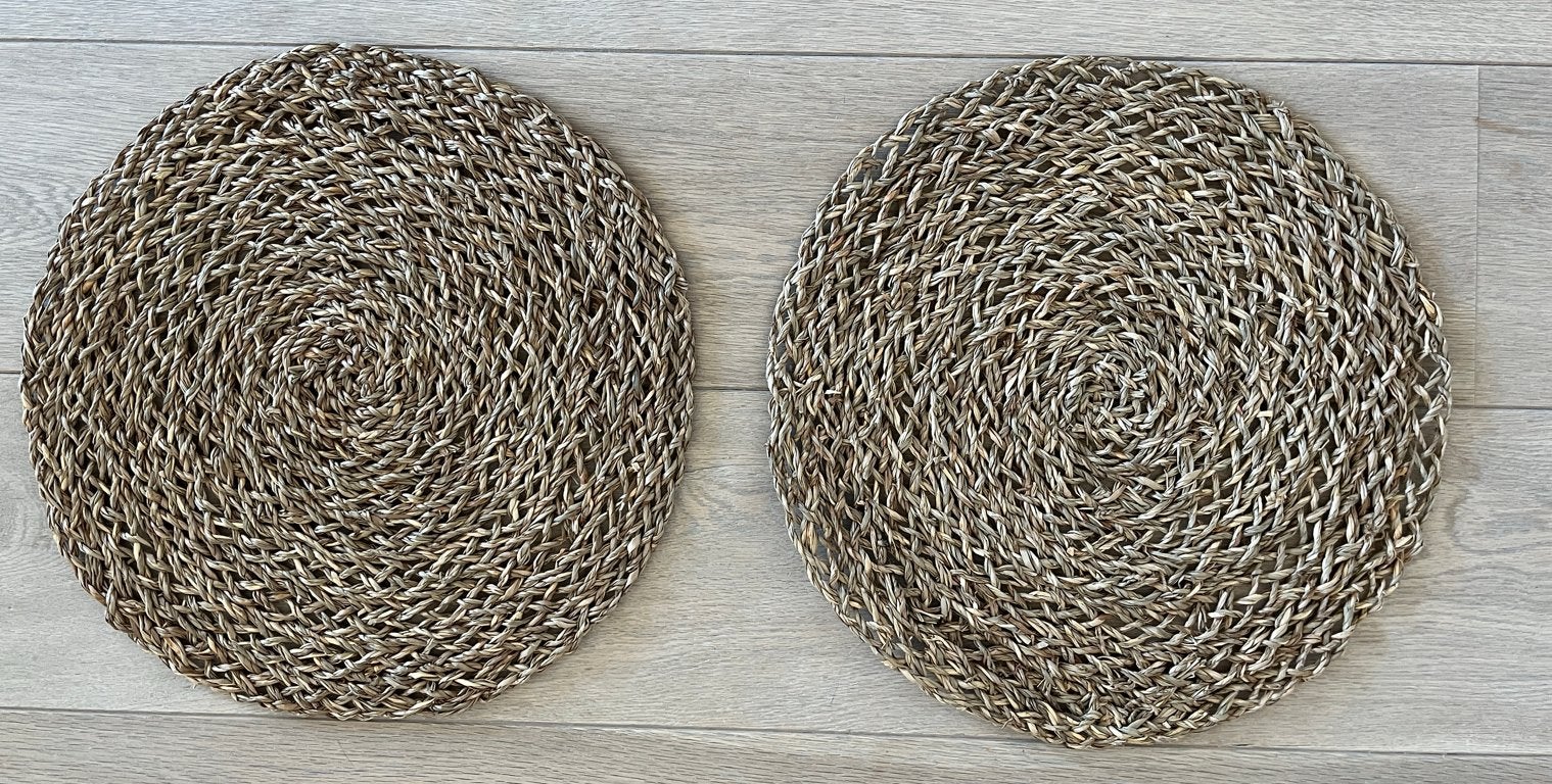 Set van 2 gevlochten placemats van zeegras, Ophalen of Verzenden, Natuurlijk materiaal, Bruin, Landelijk