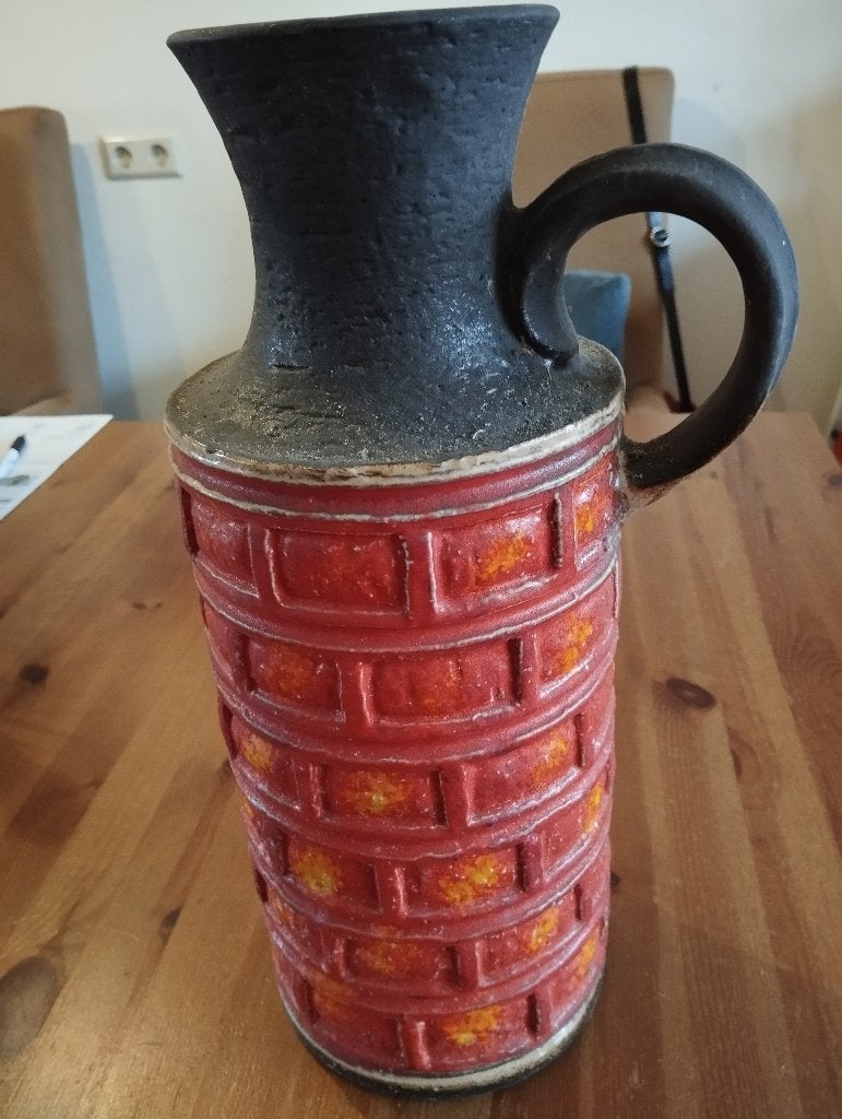 Vintage duitse vaas, fat lava stijl, 40 cm hoog, 1799-40, Ophalen of Verzenden