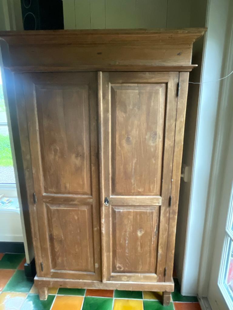 Teak Houten Kast met Laden - 185x107x59 cm, Huis en Inrichting, Kasten | Computermeubels, Ophalen of Verzenden, Zo goed als nieuw