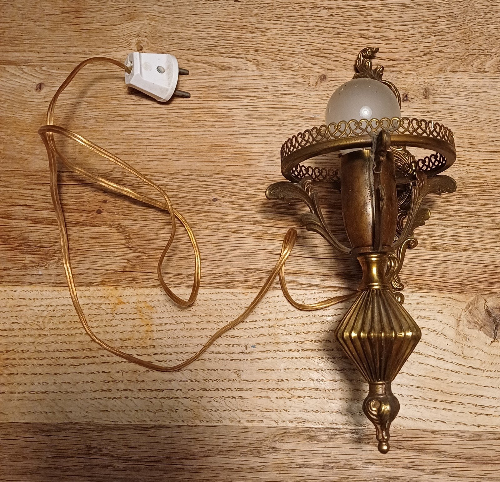Vintage messing wandlamp - Barok stijl, Ophalen of Verzenden