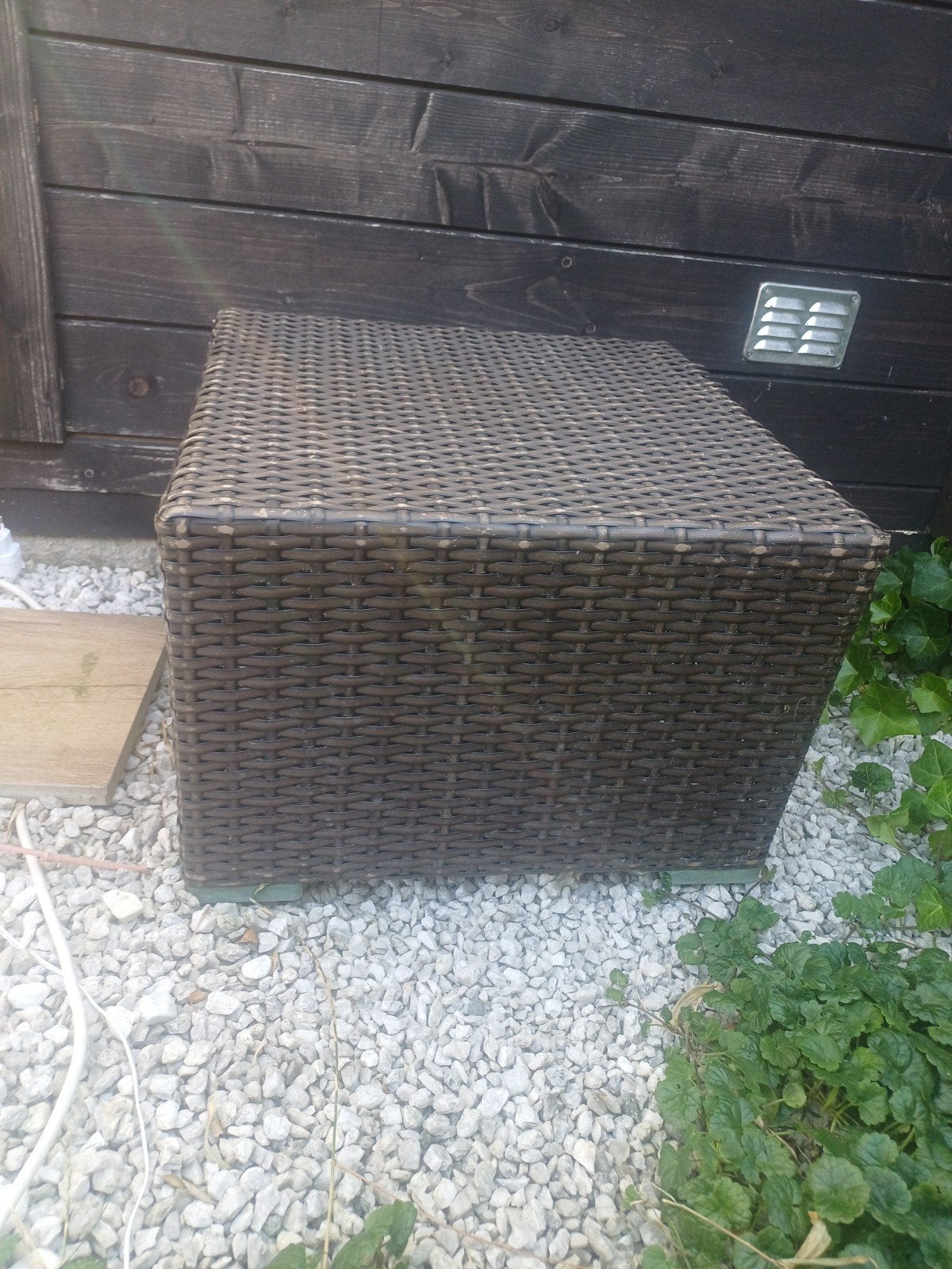 Wicker bijzettafel/voetenbankje voor buiten 42 cm, Ophalen of Verzenden, Gebruikt, Wicker