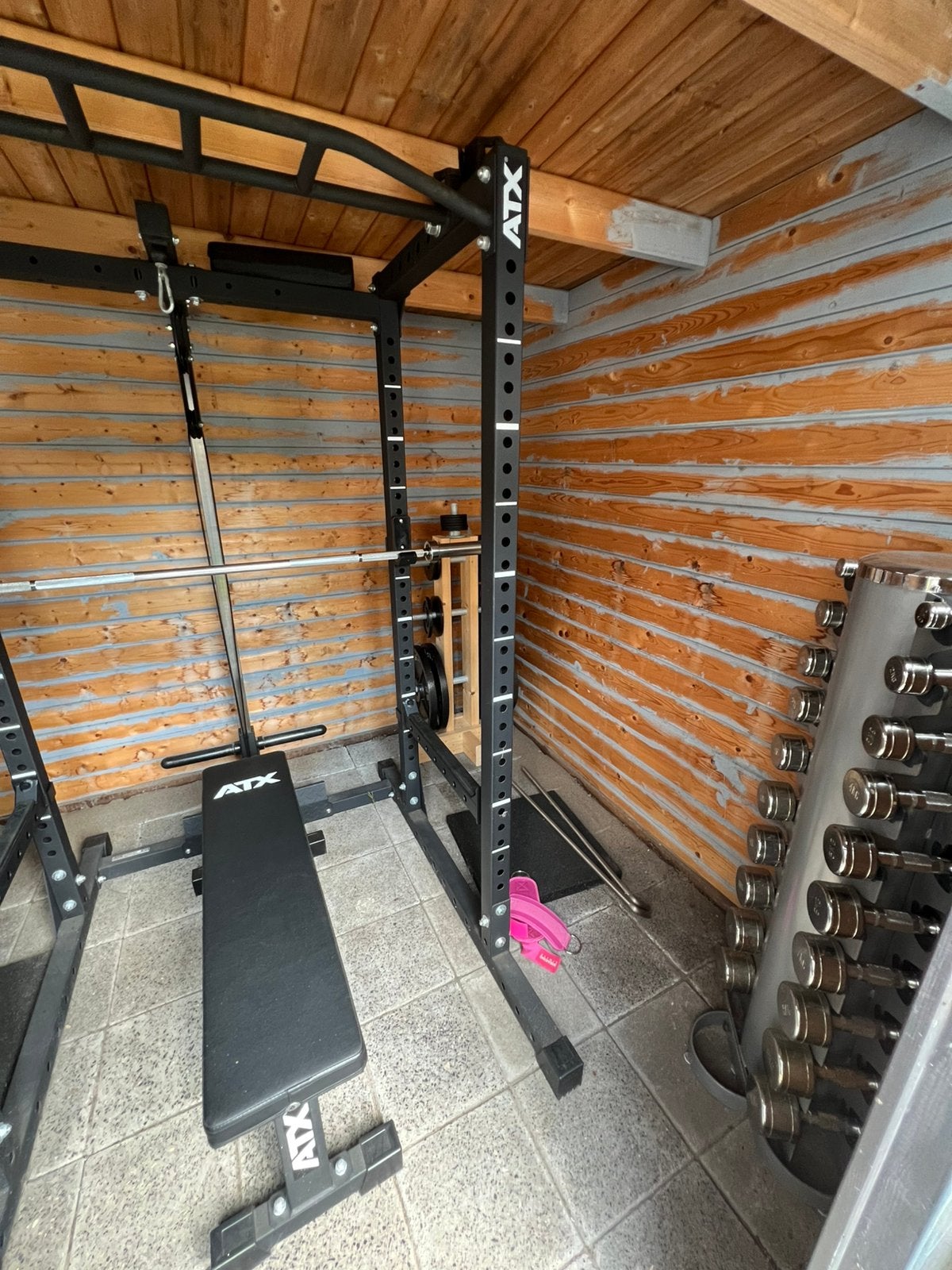 Complete ATX homegym, 50mm, 120kg schijven, 1-10kg dumbells, Sport en Fitness, Ophalen, Overige materialen, Benen, Krachtstation