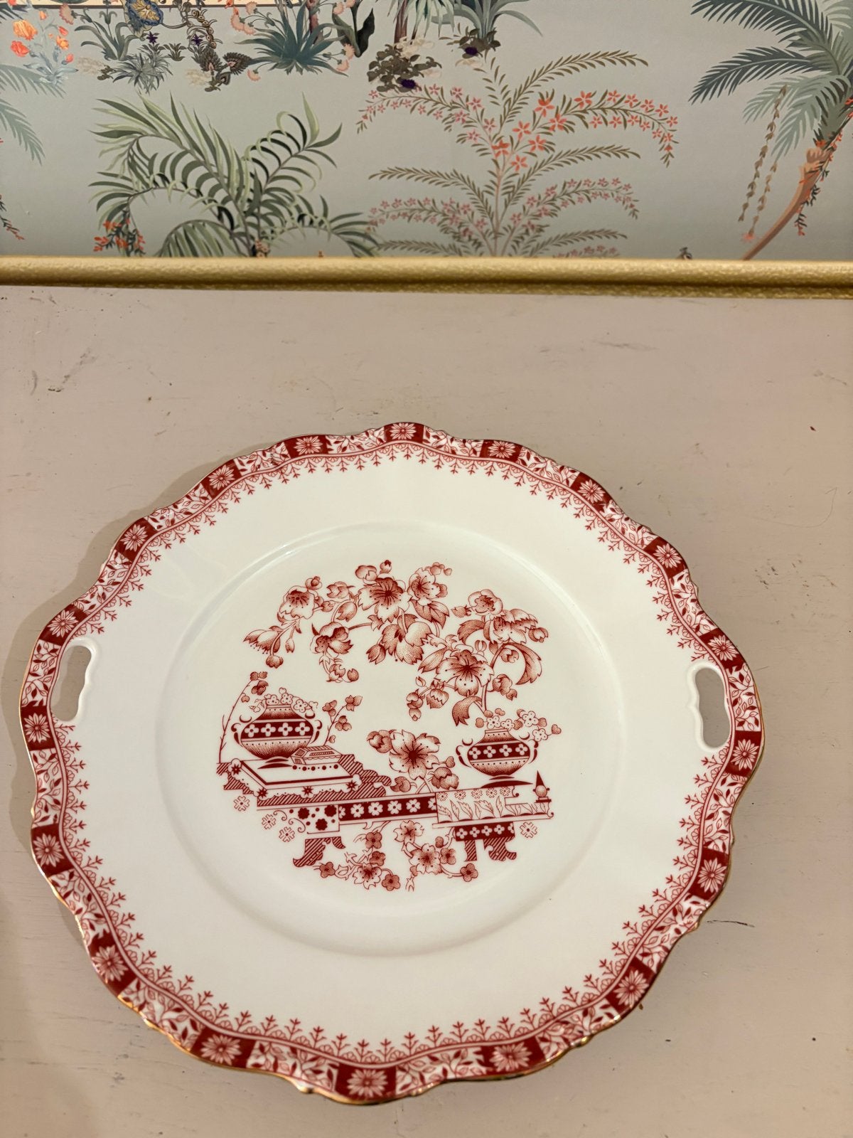 Vintage Seltmann Weiden Theresia Rood Taartschotel, Ophalen of Verzenden