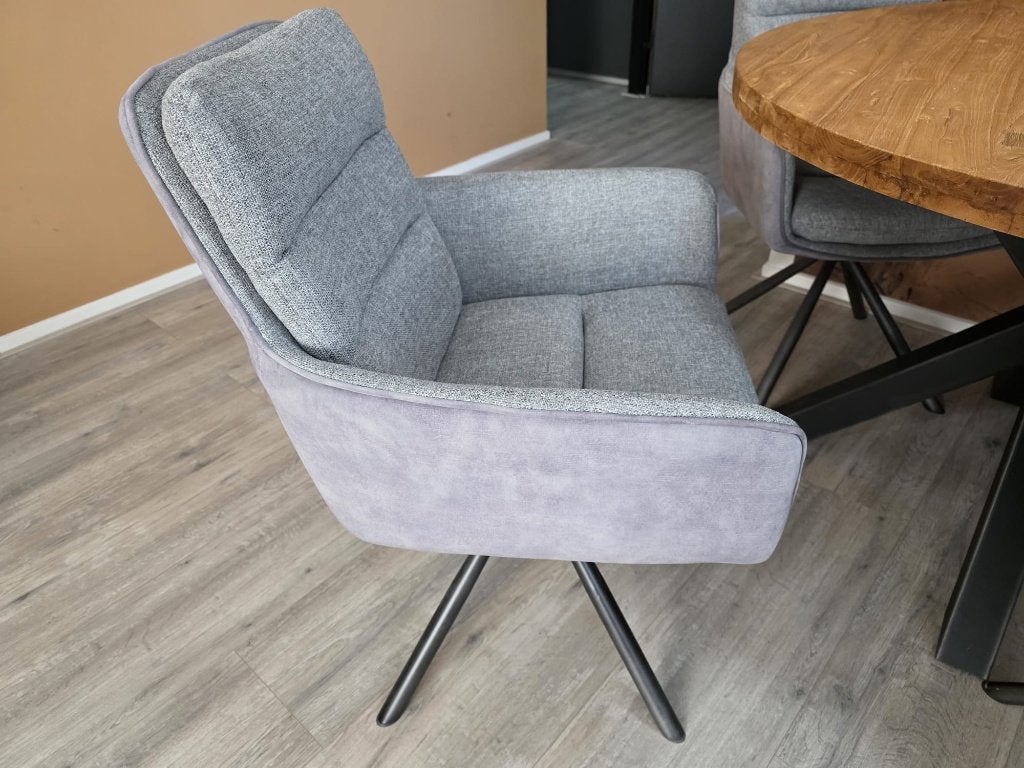 4x Eetkamer Armstoel Cavaletta (hxbxd) 91x58x64 cm (ZGAN), Huis en Inrichting, Stoelen, Ophalen, Zo goed als nieuw, Grijs, Stof