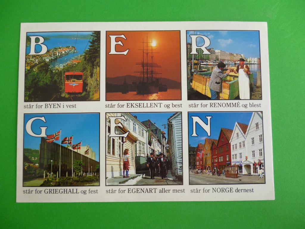 ansichtkaart Bergen Noorwegen, Verzamelen, Ansichtkaarten | Buitenland, Ophalen of Verzenden, 1980 tot heden, Gelopen, Overig Europa