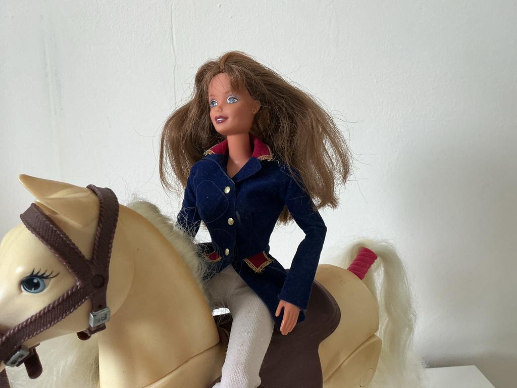 Vintage springpaard met Barbie, Ophalen of Verzenden, Gebruikt