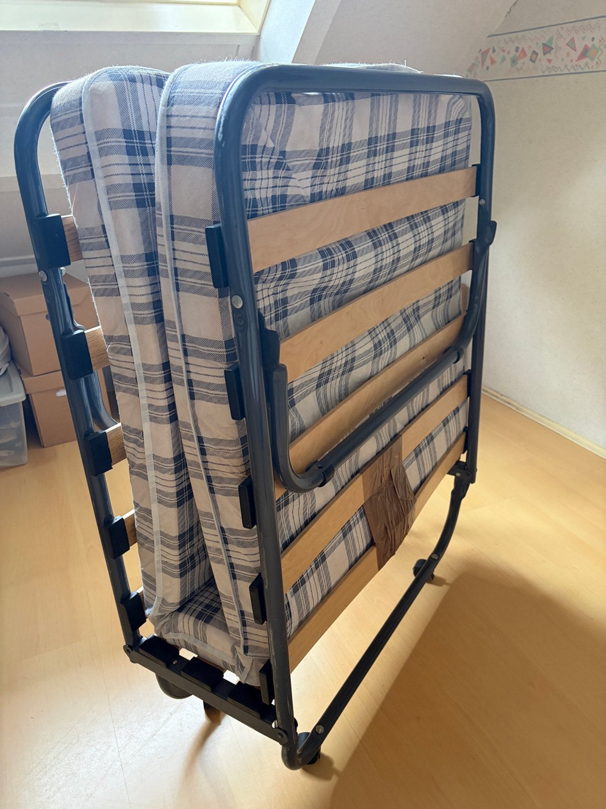 Opklapbed met matras, Ophalen, 90 cm, Eenpersoons, Zwart