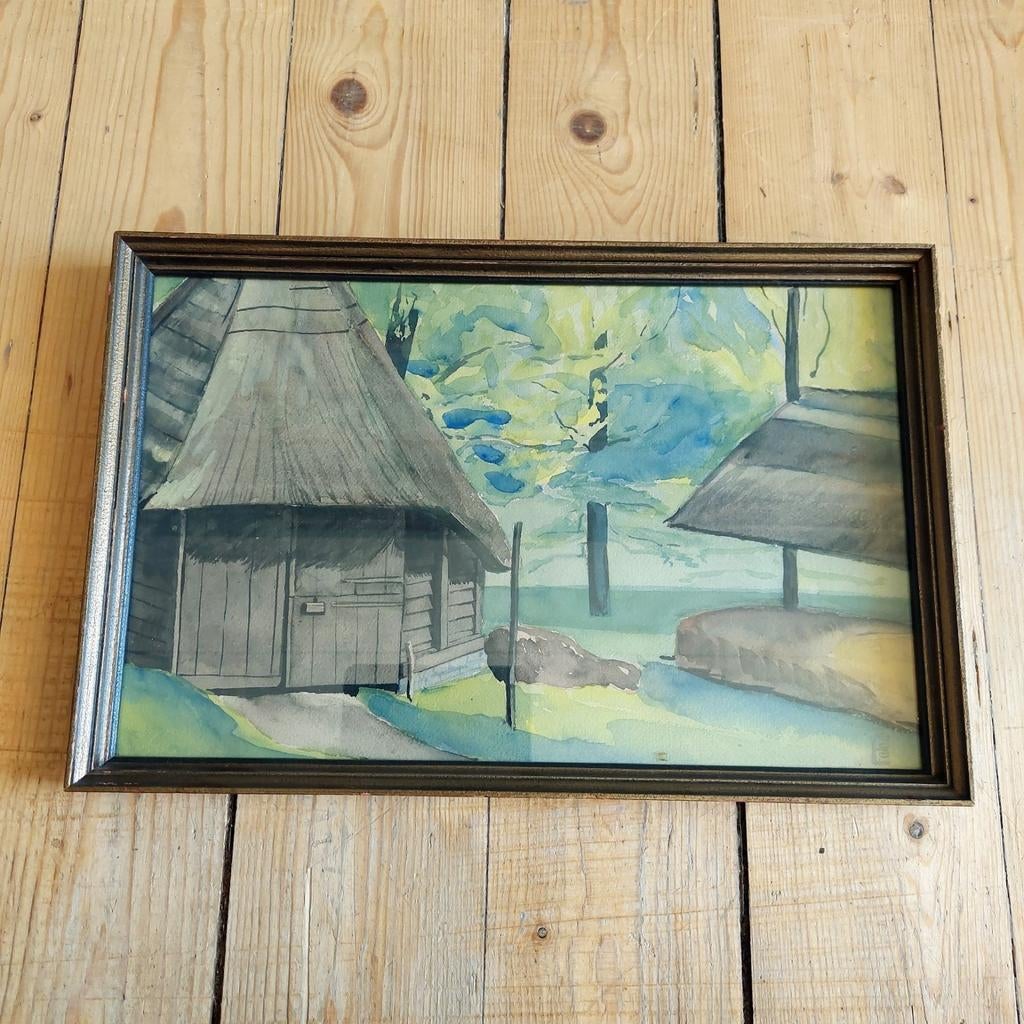 Lucky Vintage Antieke Aquarel - Monogram - JB Max Arnhem, Ophalen of Verzenden
