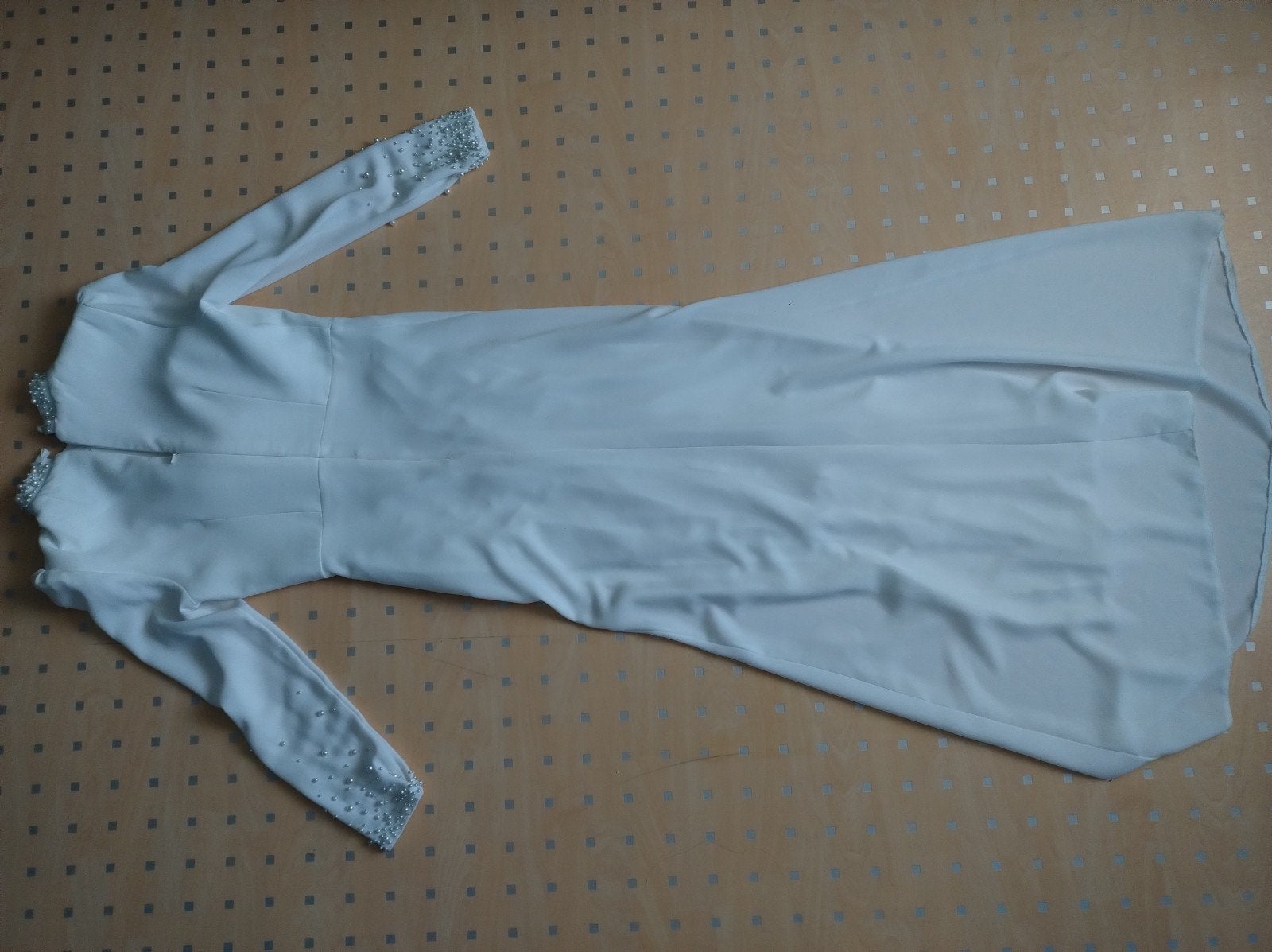 Witte jurk met Parelapplicaties - Maat 38, Overige typen, Wit, Zo goed als nieuw, Ophalen