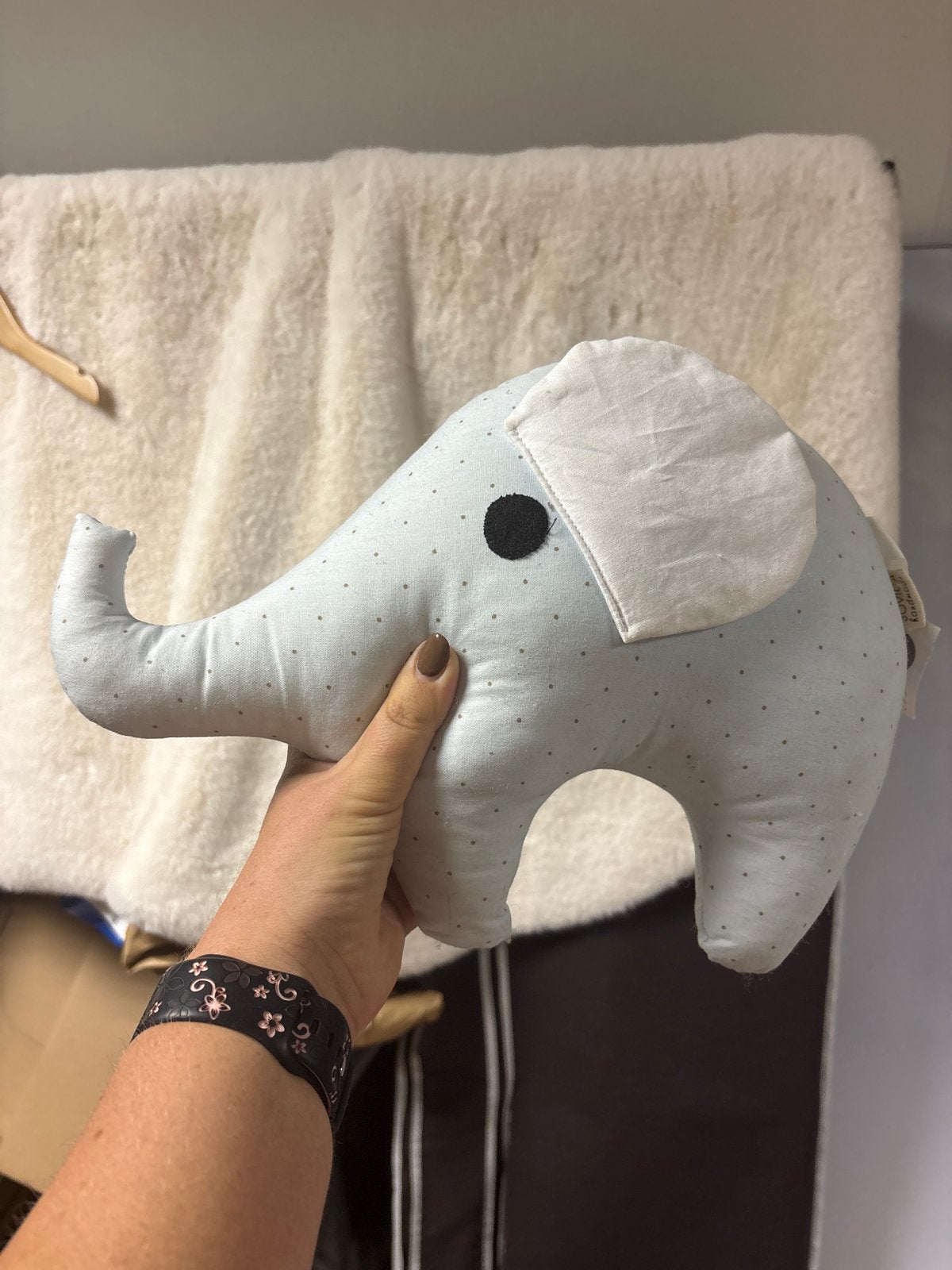 Schattige olifant knuffel - lichtblauw met stippen, Blauw, Ophalen of Verzenden, Zo goed als nieuw, Middelgroot (20 tot 80 cm)