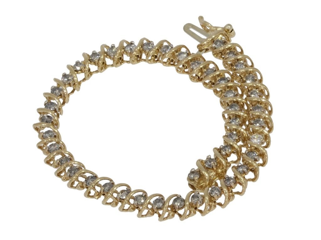 42 diamanten luxe tennis gouden armband dame briljant 2,70ct, Voordeelsieraden, Ophalen of Verzenden, Zo goed als nieuw, Met edelsteen