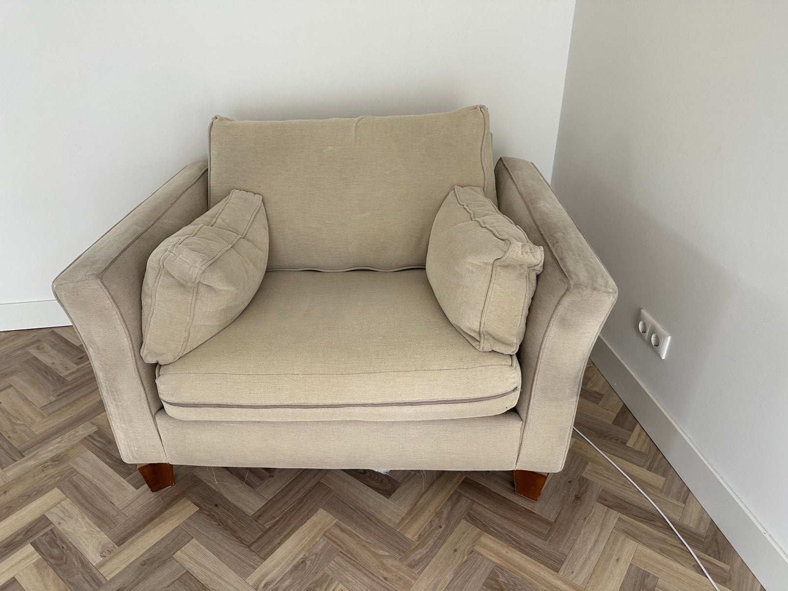 Crème kleurige 1,5 seat, Huis en Inrichting, Ophalen, Gebruikt, 100 tot 125 cm, Tweepersoons