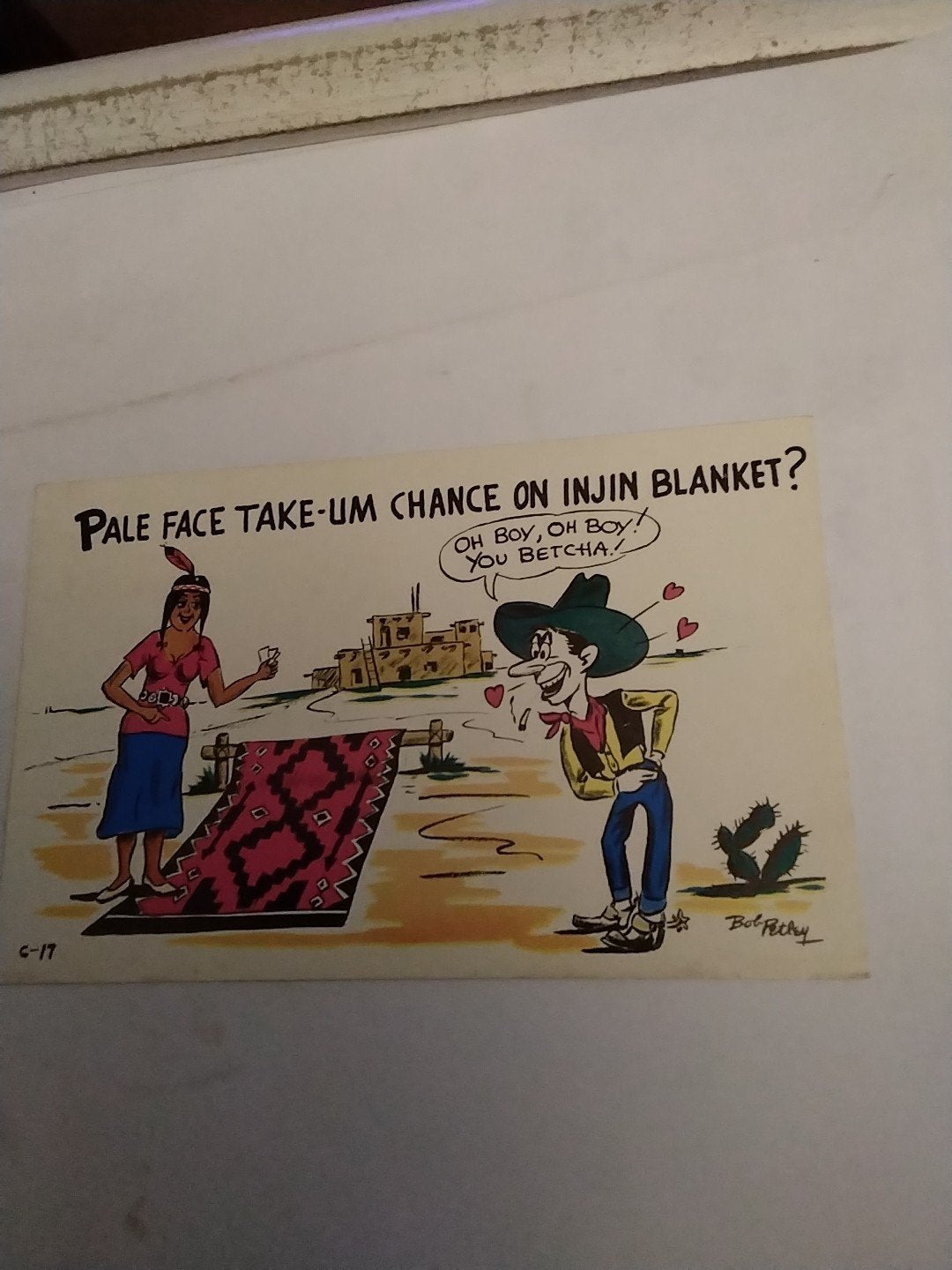 Ansichtkaart: 'Pale Face Take-um Chance on Injin Blan, Verzamelen, Ophalen of Verzenden