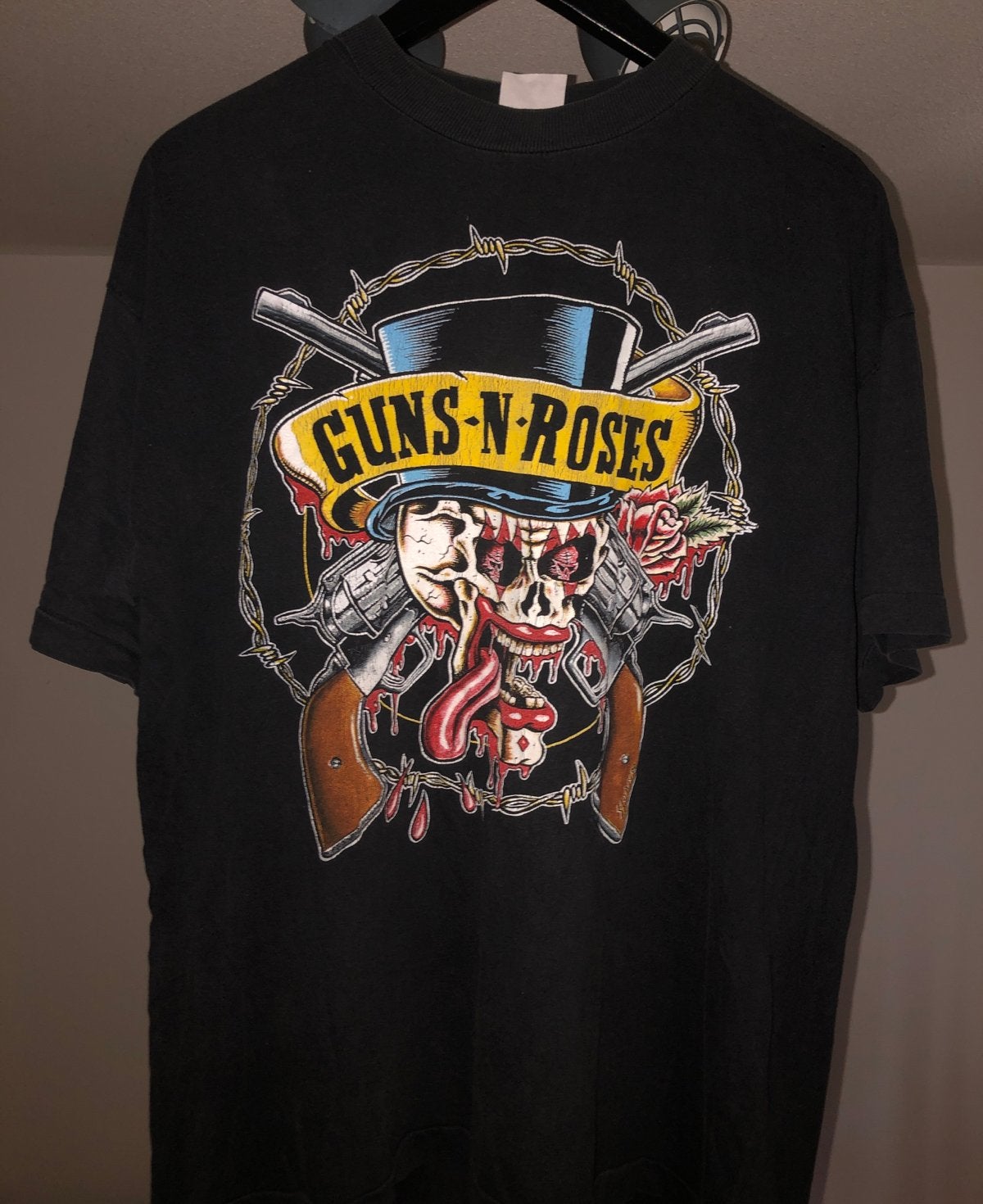 Geen replica! Vintage Guns N' Roses T-shirt - Zwart, Maat L, Ophalen, Gedragen, Maat 52/54 (L), Zwart