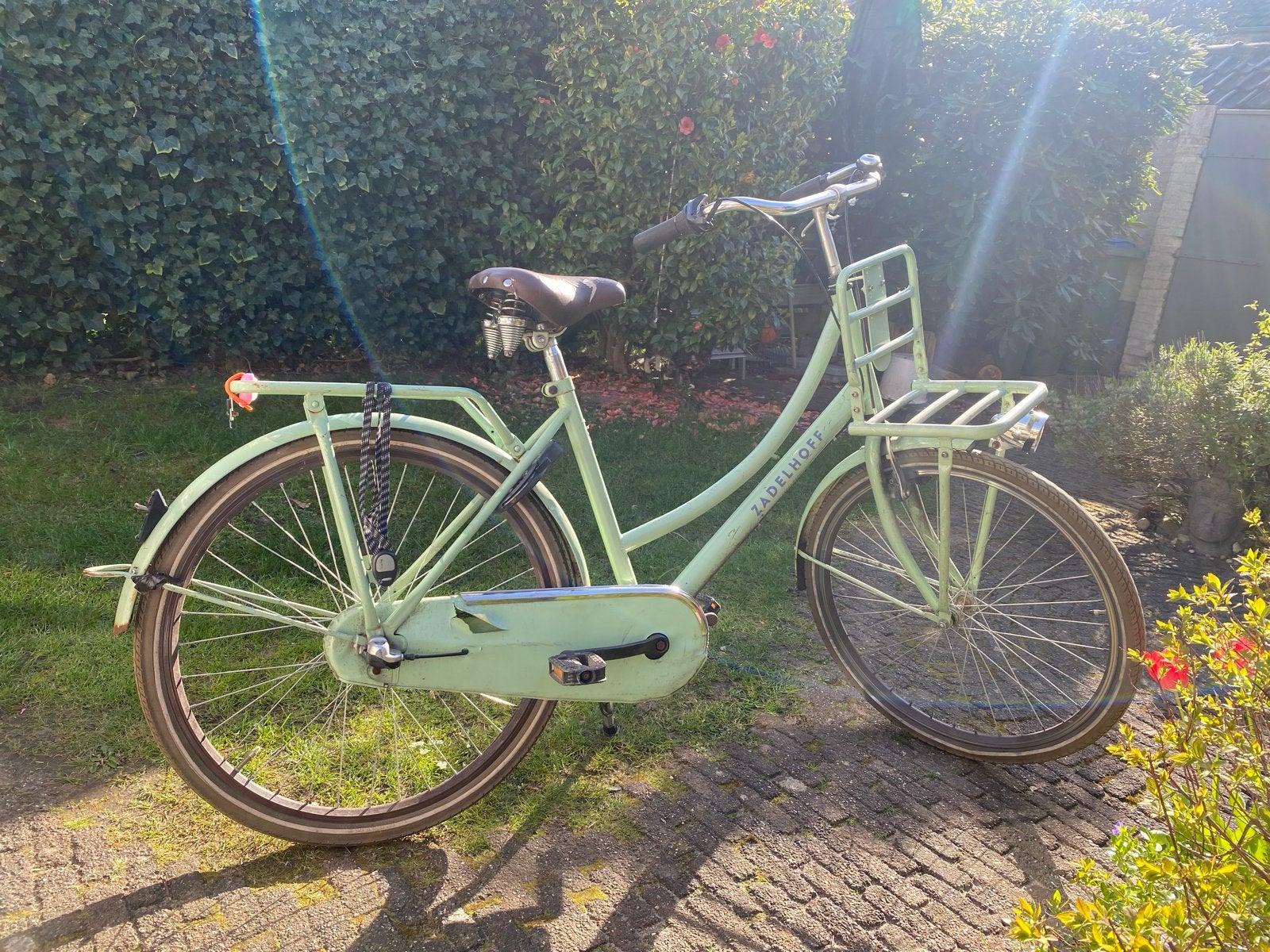 Zadelhoff Damesfiets - Lichtgroen met Voordrager, Fietsen en Brommers, Terugtraprem, Gebruikt, Versnellingen, 50 tot 53 cm