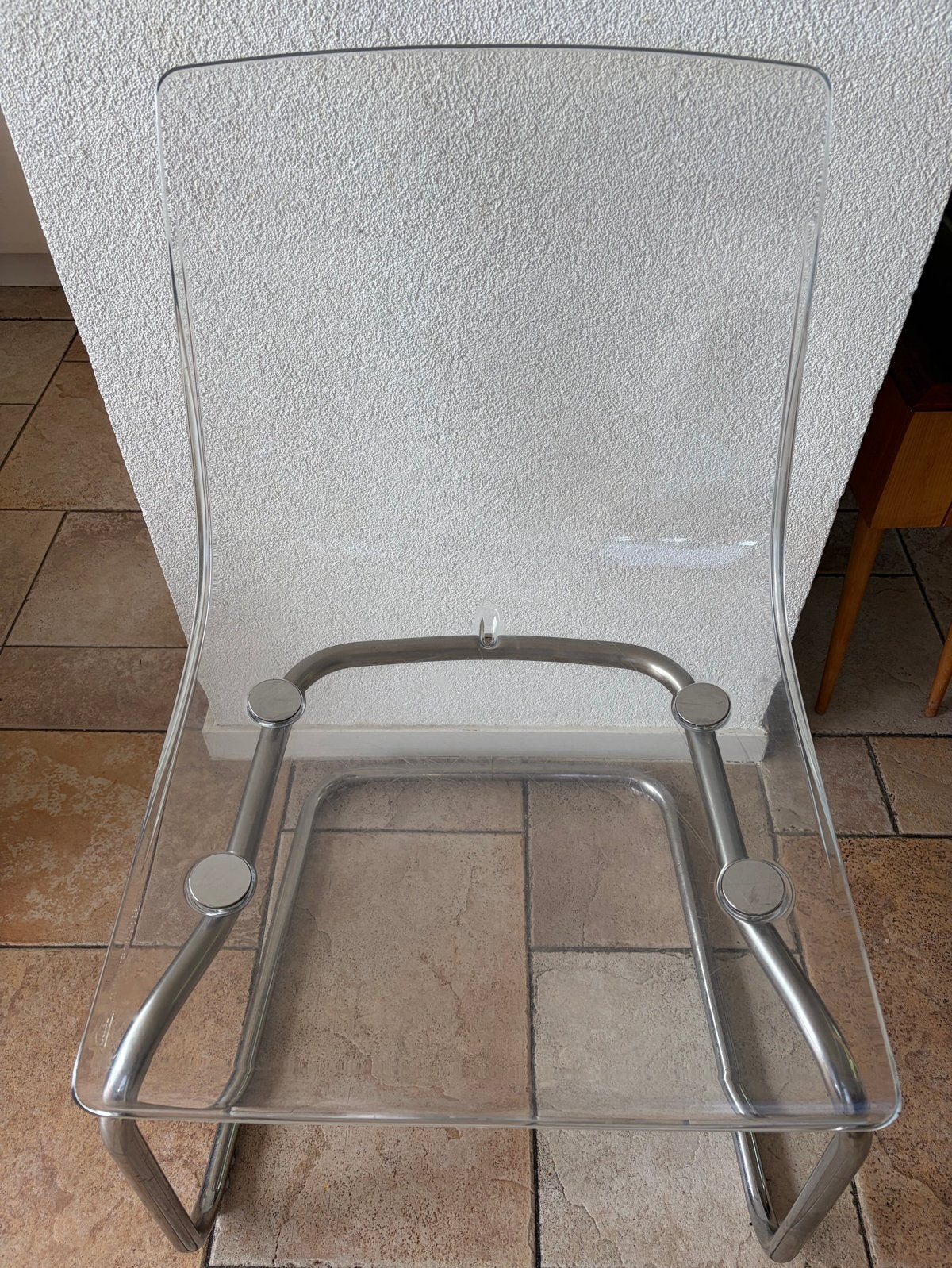 6x IKEA TOBIAS Eetkamerstoel - Transparant/verchroomd, Huis en Inrichting, Ophalen, Kunststof, Gebruikt, Overige kleuren