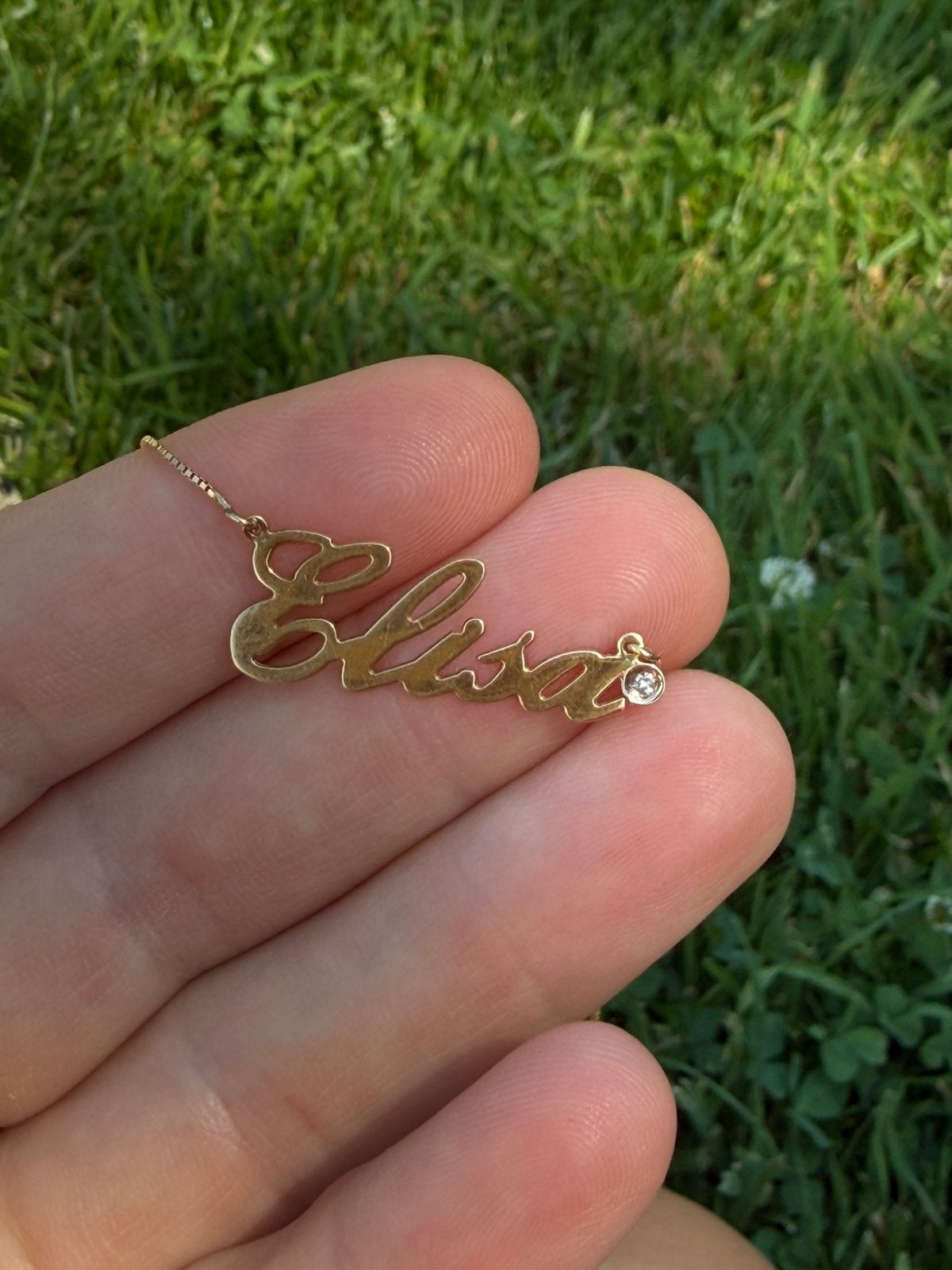 Ketting 18 karaat elisa naam briljant, Ophalen of Verzenden, Zo goed als nieuw, Goud