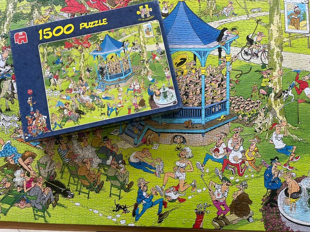 Jan van Haasteren puzzel 1500 st compleet, Ophalen of Verzenden, 500 t/m 1500 stukjes, Zo goed als nieuw, Legpuzzel