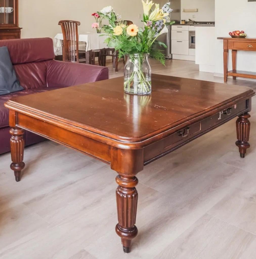 Kersenhouten salontafel - 2 lades, Antiek en Kunst, Antiek | Meubels | Tafels, Ophalen