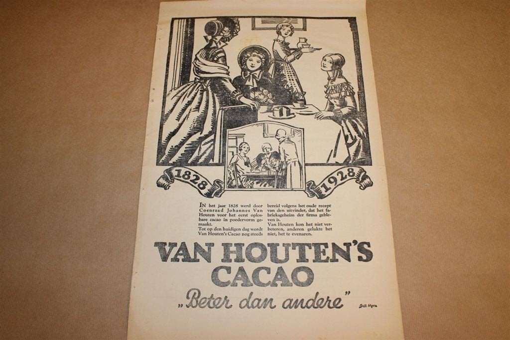 Originele Advertentie/Affiche - Van Houten Cacao - 1928 !!, Ophalen of Verzenden, Gebruikt, Overige typen