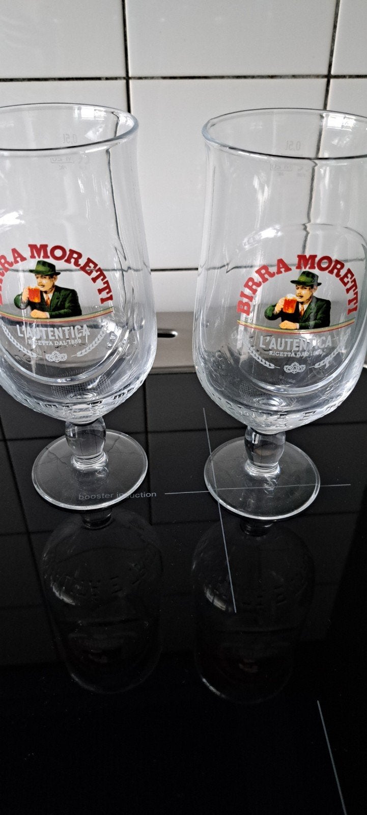 Birra Moretti glazen, Ophalen, Zo goed als nieuw, Glas of Glazen, Overige merken