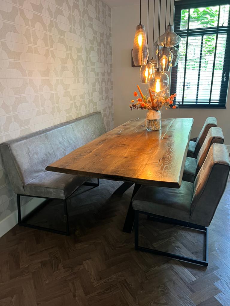 Eettafel 240 cm - evt inclusief eetbank en stoelen, Huis en Inrichting, Ophalen, Gebruikt, 200 cm of meer, 50 tot 100 cm