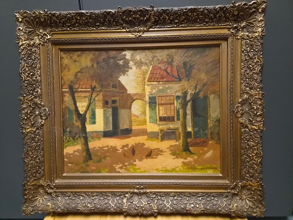 Olieverfschilderij van Jean van Dongen - Dorpsgezicht, Ophalen, Doek, Klassiek, Stads- / dorpsgezicht