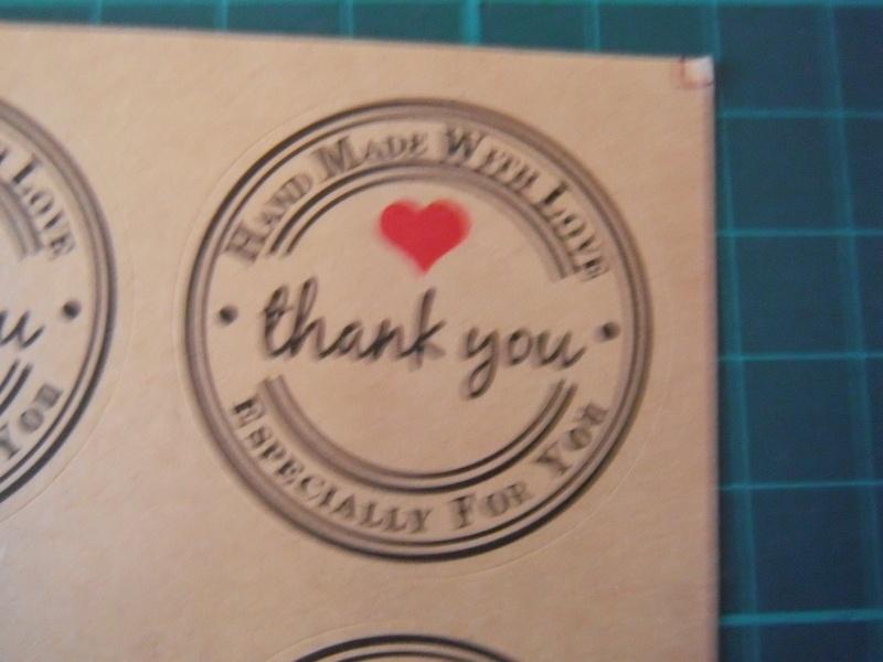 12 stickers hand made with love / thank you, Ophalen of Verzenden, Nieuw, Overige thema's, Overige typen
