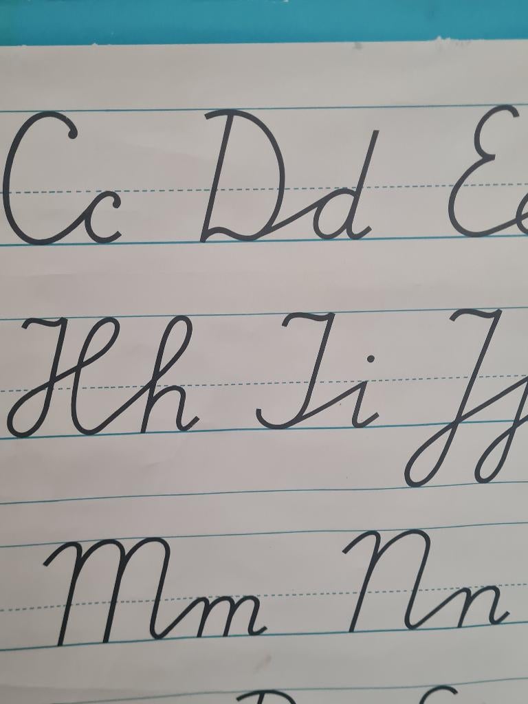 Vintage schoolplaat letters schrijven, Antiek en Kunst, Antiek | Schoolplaten, Ophalen of Verzenden, Overige thema's