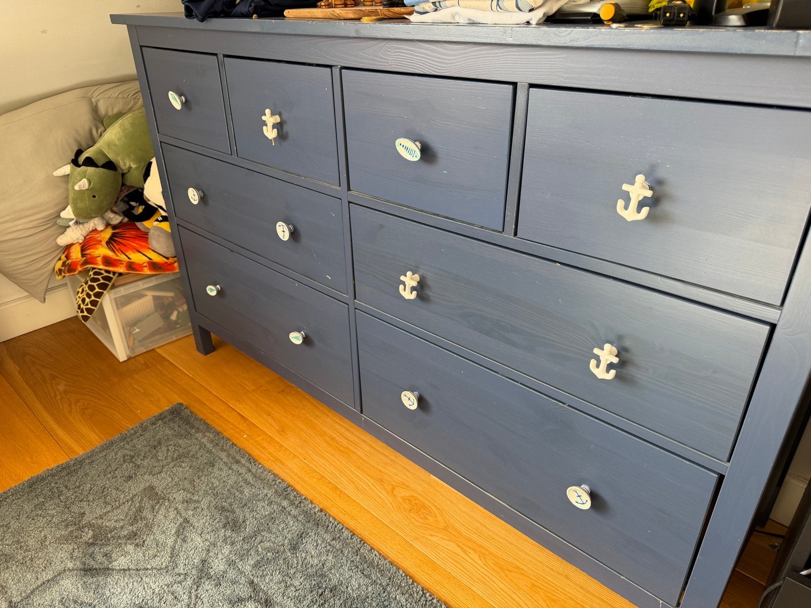IKEA Hemnes ladekast met 8 laden en nautische knoppen, Huis en Inrichting, Kasten | Ladekasten, Ophalen, 5 laden of meer, 100 tot 150 cm
