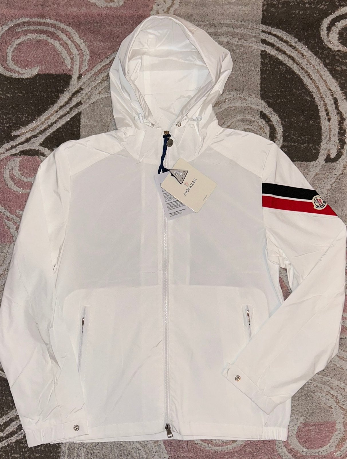 Moncler Claut zomerjas maat M nieuw wit, Ophalen of Verzenden, Zo goed als nieuw, Maat 48/50 (M), Wit