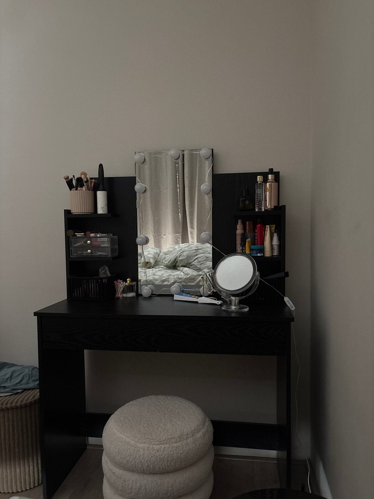 Moderne kaptafel met spiegel en verlichting, Ophalen, 100 tot 150 cm, 50 tot 100 cm, Zo goed als nieuw