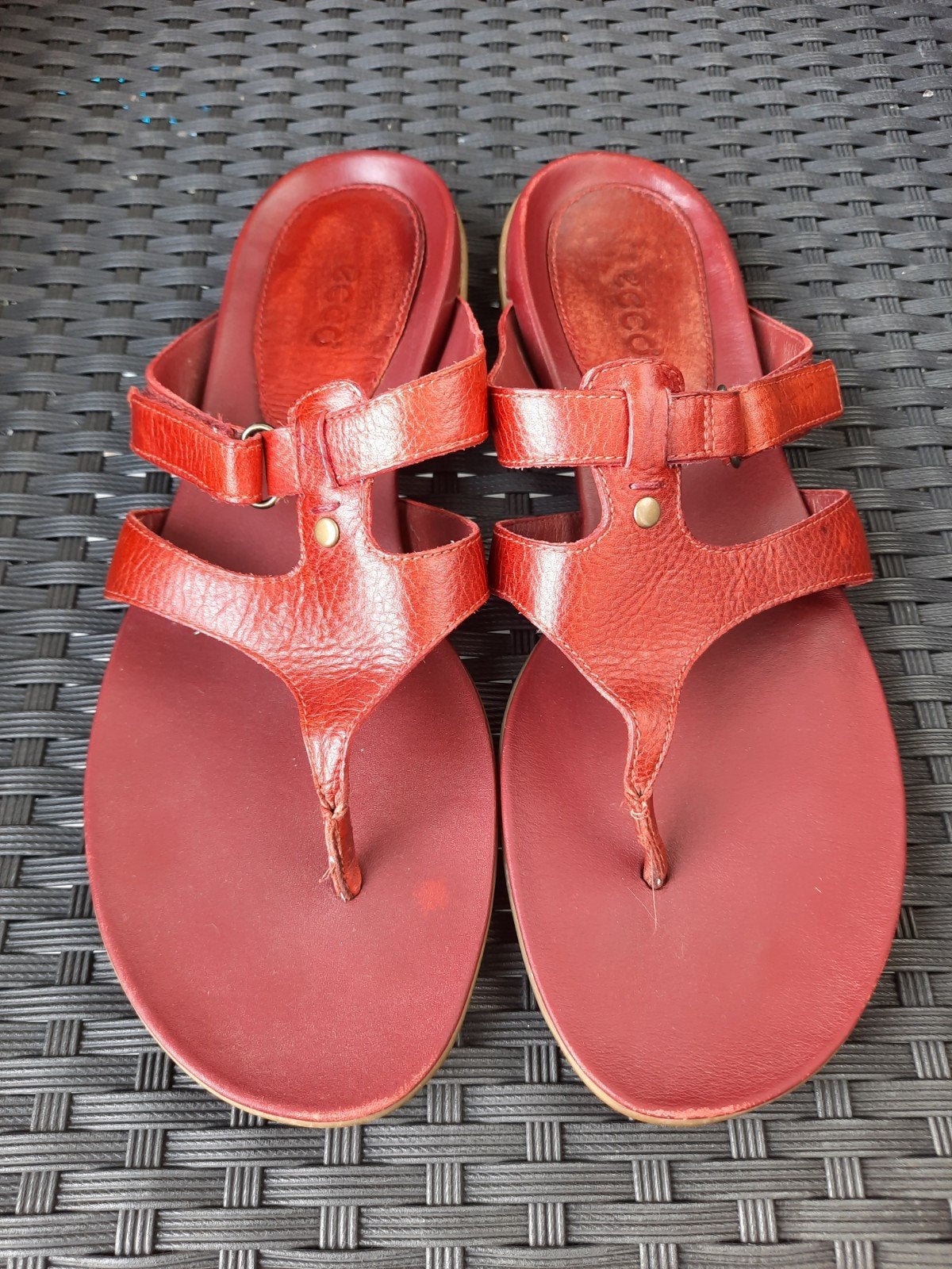 Ecco slippers wijnrood - maat 42, Ecco, Gedragen, Rood, Sandalen of Muiltjes