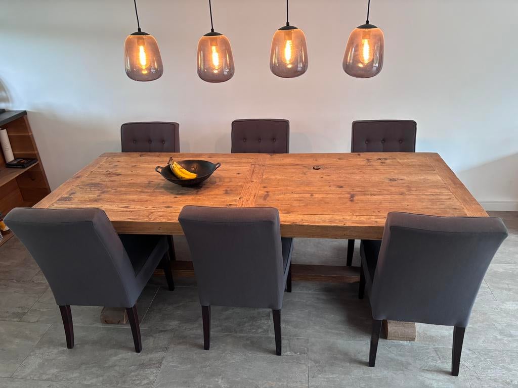 Mooie Kloostertafel 240x100 inclusief 6 stoelen, Huis en Inrichting, Ophalen, 200 cm of meer, 50 tot 100 cm, Zo goed als nieuw