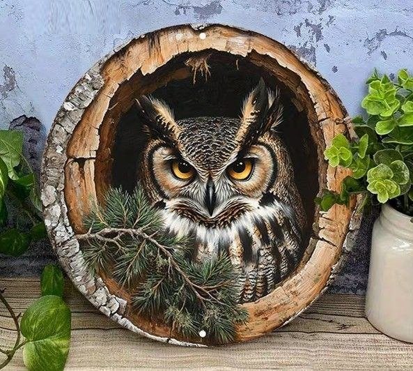 uil in boomholte ( op metaal ), Tuin en Terras, Verzenden, Nieuw