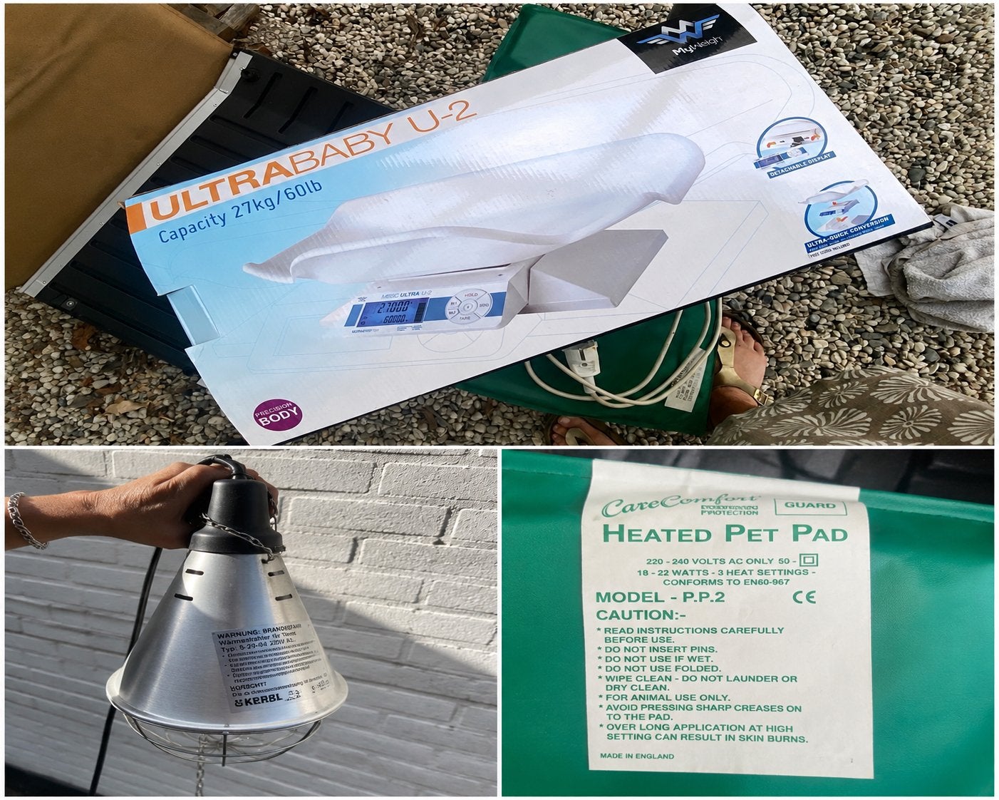 Pup weegschaal, warmtelamp, warmtepad voor fokkers, Ophalen