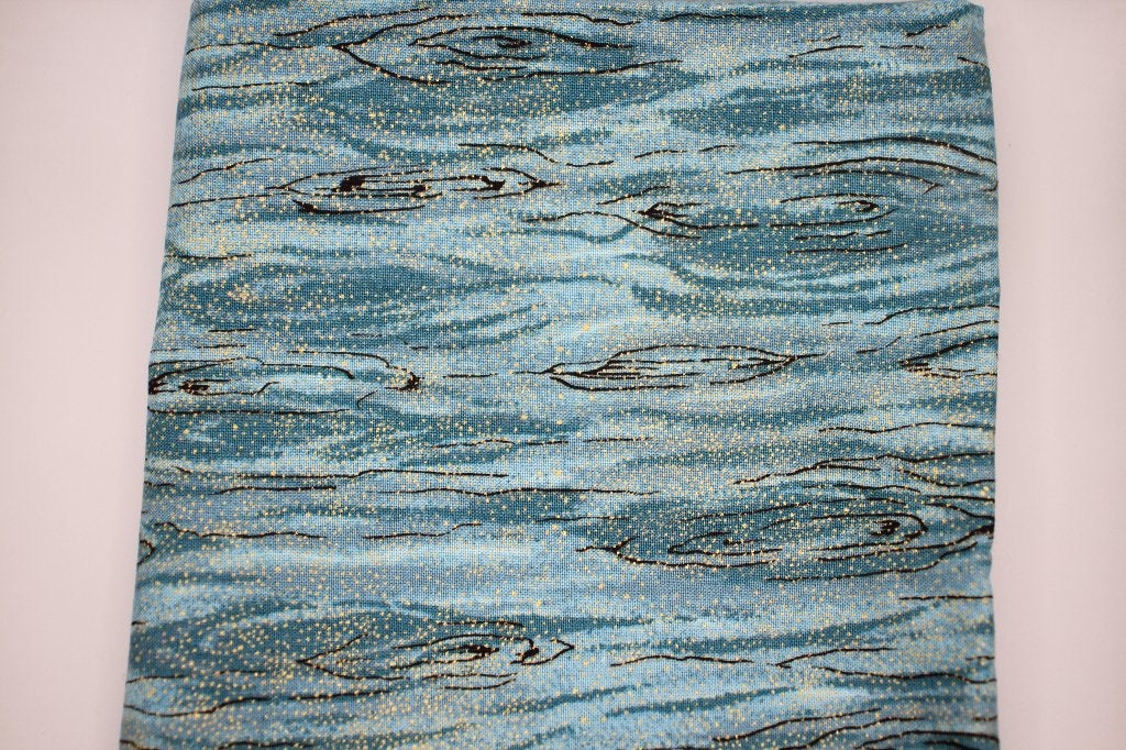 Coupon 100% katoen stof - groen/blauw goud glitters #4154, Nieuw, Ophalen of Verzenden, 30 tot 120 cm, Katoen