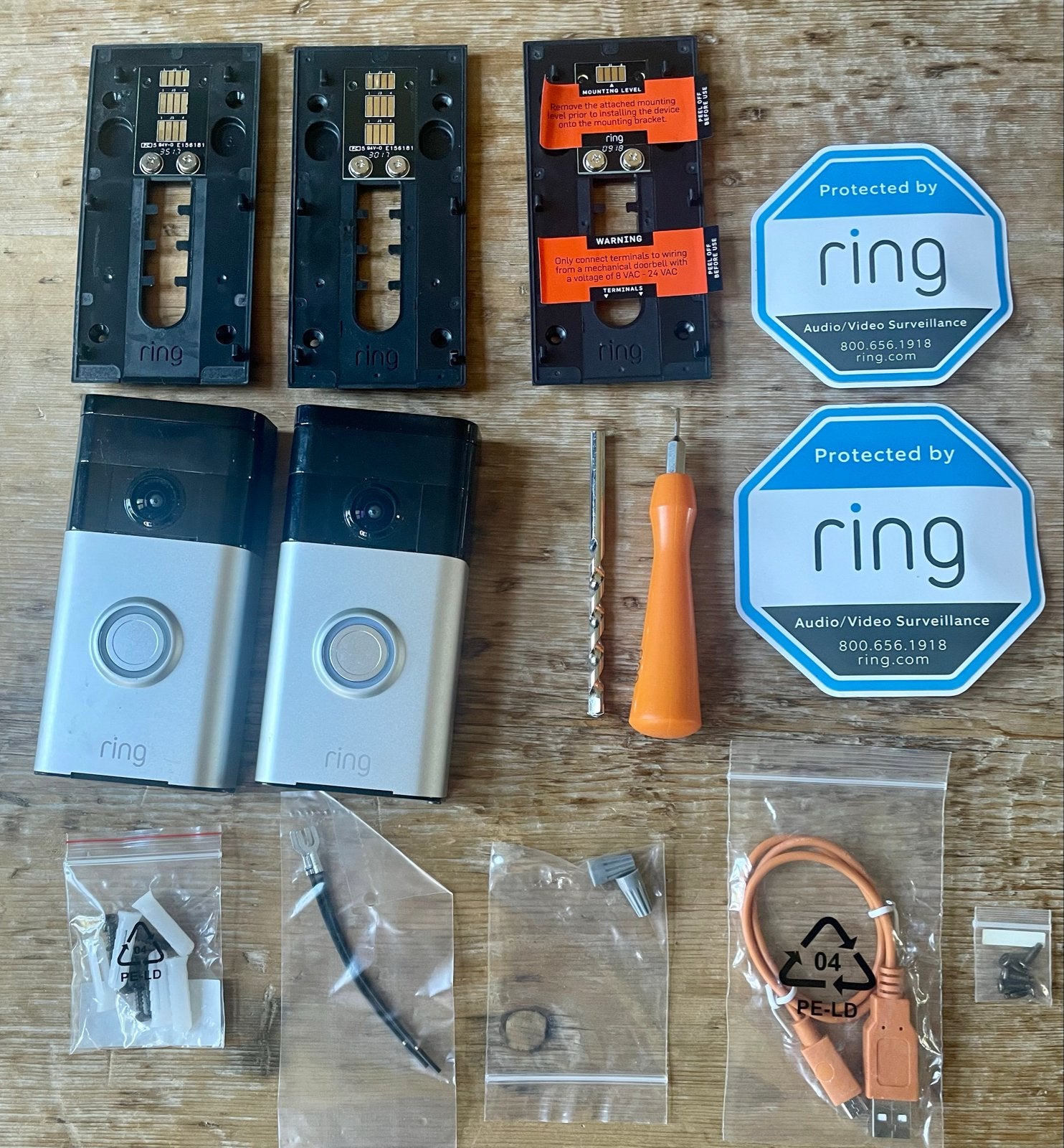 Ring Video Deurbel 2 stuks met accessoires, Beweging, Detector, Sensor of Melder, Verzenden, Zo goed als nieuw