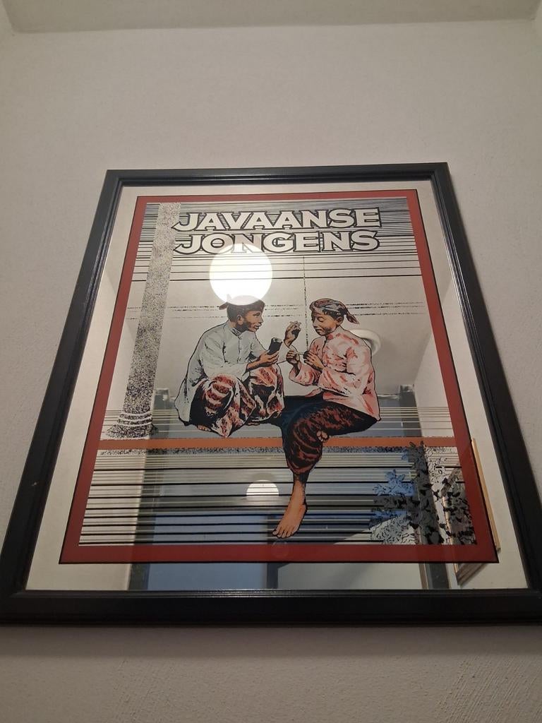 Javaanse jongens spiegel 48x62, Verzenden, Rechthoekig