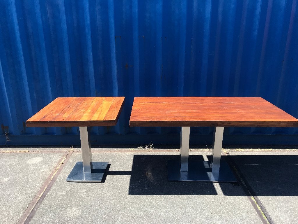 Terras tafeltjes met RVS voet, Tuin en Terras, Ophalen, Rechthoekig, Rvs