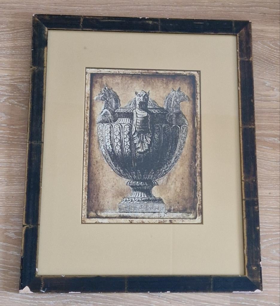 Oud schilderij van een antieke urn, Ophalen of Verzenden