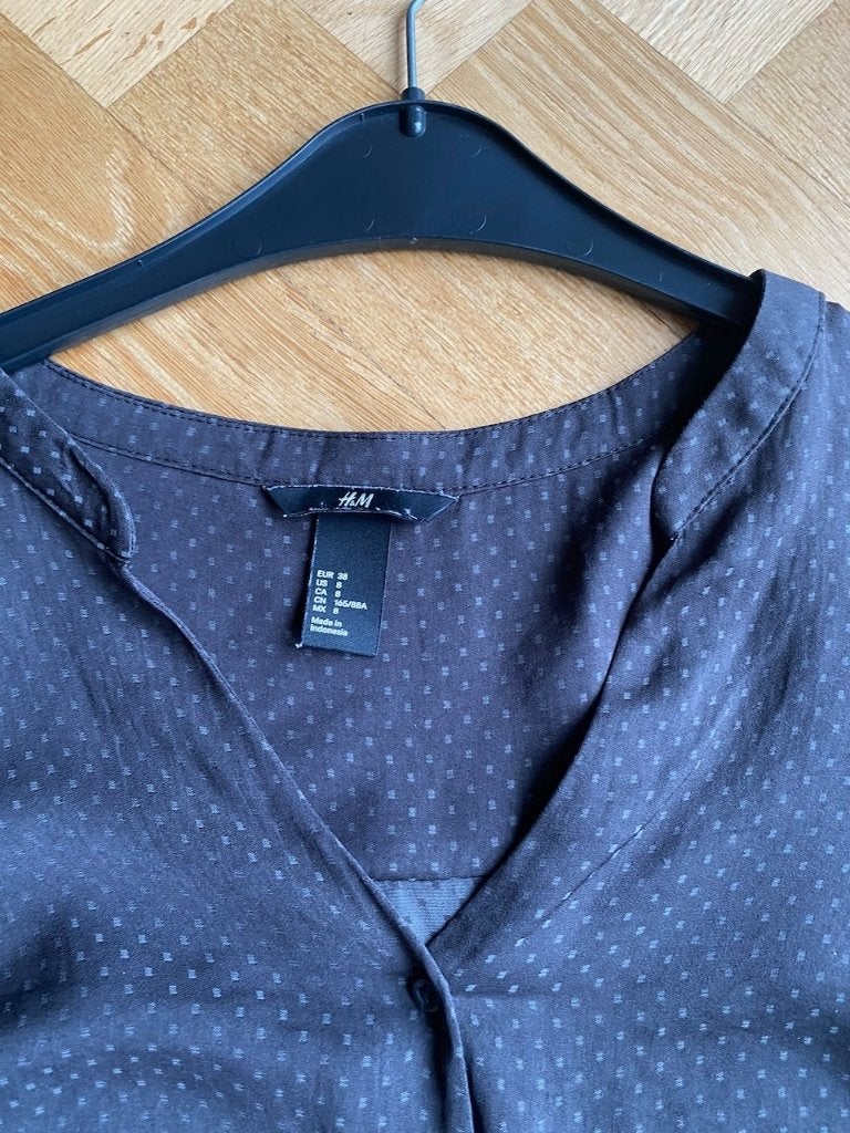 Donkergrijze blouse /tuniek met lichtgrijze blokjes mt 38, Maat 38/40 (M), H&M, Ophalen of Verzenden, Grijs