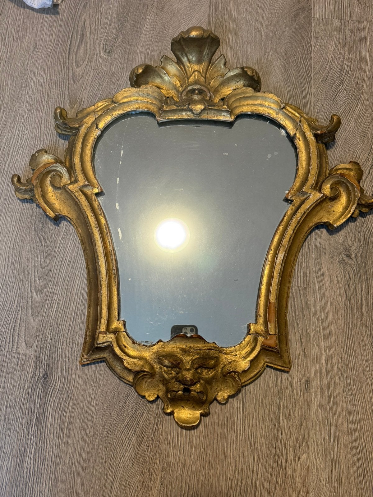 Antieke wandspiegel, Ophalen of Verzenden, Ovaal, Minder dan 50 cm