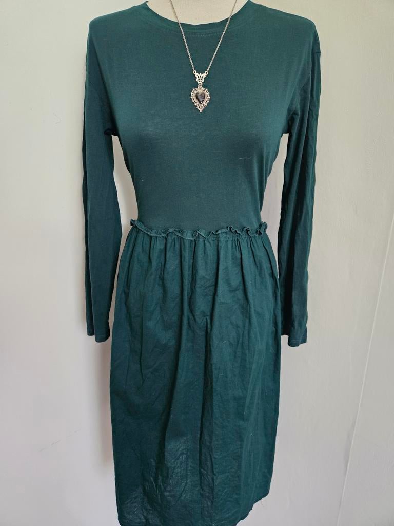 Super leuk donkergroen jurkje van Zara, mt S/M!, Maat 38/40 (M), Ophalen of Verzenden, Onbekend, Knielengte